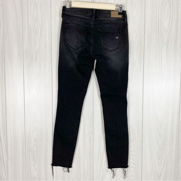 Hidden | Black Floral Embroidered Raw Hem Skinny Jeans Size 24 - Picture 2 of 8
